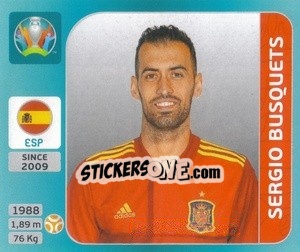 Figurina Sergio Busquets - UEFA Euro 2020 Tournament Edition. 654 Stickers version - Panini