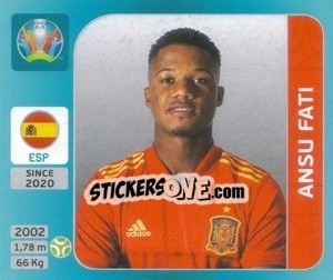 Sticker Ansu Fati - UEFA Euro 2020 Tournament Edition. 654 Stickers version n. 509 - Panini