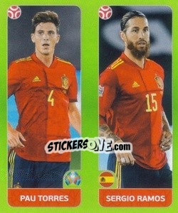 Sticker Pau Torres / Sergio Ramos - UEFA Euro 2020 Tournament Edition. 654 Stickers version - Panini