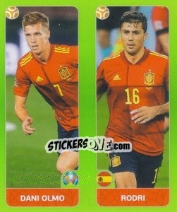 Cromo Dani Olmo / Rodri - UEFA Euro 2020 Tournament Edition. 654 Stickers version - Panini