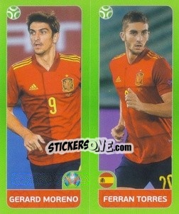 Sticker Gerard Moreno / Ferran Torres - UEFA Euro 2020 Tournament Edition. 654 Stickers version - Panini