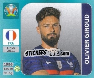 Cromo Olivier Giroud - UEFA Euro 2020 Tournament Edition. 654 Stickers version - Panini