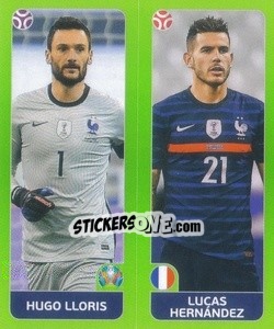 Sticker Hugo Lloris / Lucas Hernández - UEFA Euro 2020 Tournament Edition. 654 Stickers version - Panini