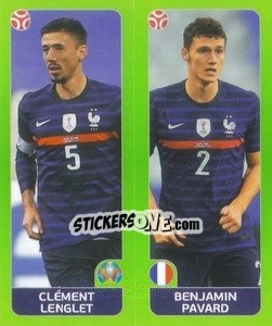 Figurina Clément Lenglet / Benjamin Pavard - UEFA Euro 2020 Tournament Edition. 654 Stickers version - Panini