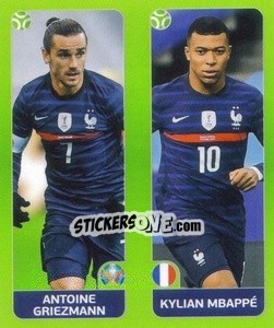Sticker Antoine Griezmann / Kylian Mbappé - UEFA Euro 2020 Tournament Edition. 654 Stickers version n. 573 - Panini
