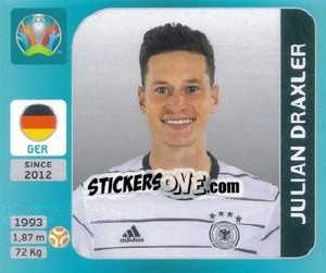 Sticker Julian Draxler - UEFA Euro 2020 Tournament Edition. 654 Stickers version - Panini