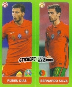 Sticker Rúben Dias / Bernardo Silva - UEFA Euro 2020 Tournament Edition. 654 Stickers version - Panini
