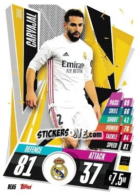 Sticker Dani Carvajal - UEFA Champions League 2020-2021. Match Attax n. REA5 - Panini