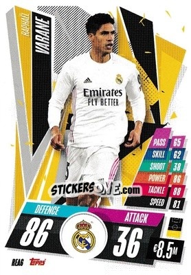 Sticker Raphaël Varane - UEFA Champions League 2020-2021. Match Attax n. REA6 - Panini
