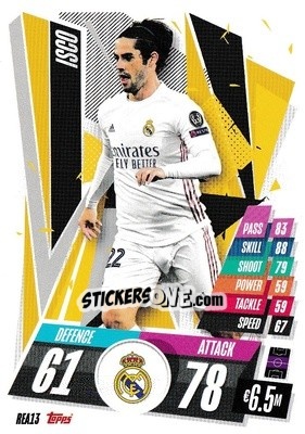 Sticker Isco - UEFA Champions League 2020-2021. Match Attax n. REA13 - Panini
