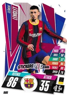 Sticker Clément Lenglet - UEFA Champions League 2020-2021. Match Attax n. BAR5 - Panini