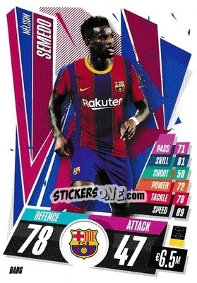 Sticker Nélson Semedo - UEFA Champions League 2020-2021. Match Attax n. BAR6 - Panini