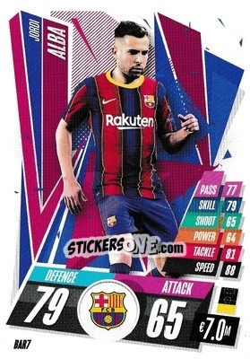 Sticker Jordi Alba - UEFA Champions League 2020-2021. Match Attax n. BAR7 - Panini