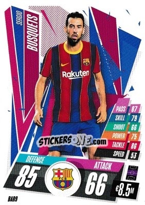 Sticker Sergio Busquets - UEFA Champions League 2020-2021. Match Attax n. BAR9 - Panini