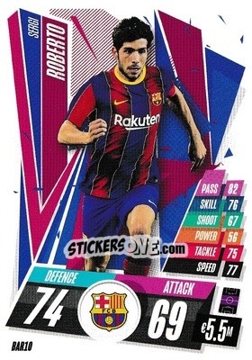 Sticker Sergi Roberto - UEFA Champions League 2020-2021. Match Attax n. BAR10 - Panini