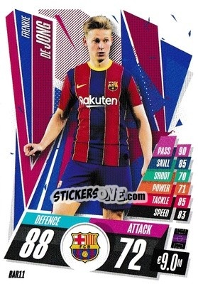 Sticker Frenkie de Jong - UEFA Champions League 2020-2021. Match Attax n. BAR11 - Panini