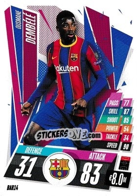 Sticker Ousmane Dembélé - UEFA Champions League 2020-2021. Match Attax n. BAR14 - Panini