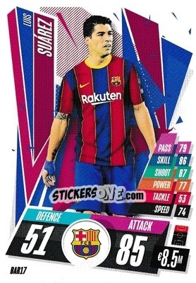 Sticker Luis Suárez - UEFA Champions League 2020-2021. Match Attax n. BAR17 - Panini