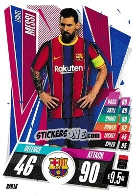 Sticker Lionel Messi - UEFA Champions League 2020-2021. Match Attax n. BAR18 - Panini