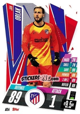 Sticker Jan Oblak - UEFA Champions League 2020-2021. Match Attax n. ATL4 - Panini