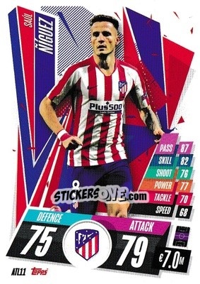 Sticker Saúl Ñíguez - UEFA Champions League 2020-2021. Match Attax n. ATL11 - Panini