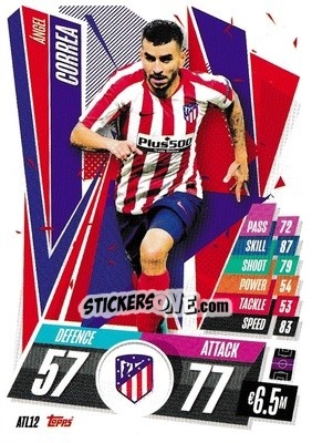 Sticker Ángel Correa - UEFA Champions League 2020-2021. Match Attax n. ATL12 - Panini