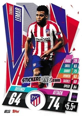 Sticker Thomas Lemar - UEFA Champions League 2020-2021. Match Attax n. ATL13 - Panini