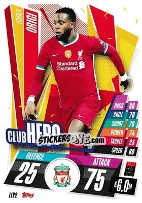 Sticker Divock Origi - UEFA Champions League 2020-2021. Match Attax n. LIV2 - Panini