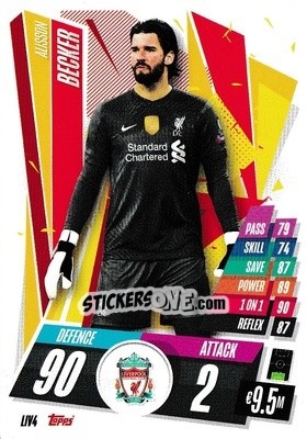 Sticker Alisson Becker - UEFA Champions League 2020-2021. Match Attax n. LIV4 - Panini