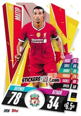 Sticker Joël Matip - UEFA Champions League 2020-2021. Match Attax n. LIV10 - Panini