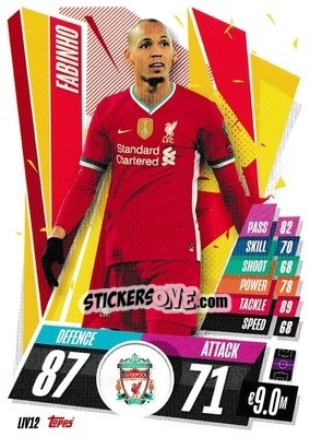 Sticker Fabinho - UEFA Champions League 2020-2021. Match Attax n. LIV12 - Panini