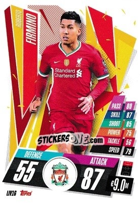 Sticker Roberto Firmino - UEFA Champions League 2020-2021. Match Attax n. LIV16 - Panini