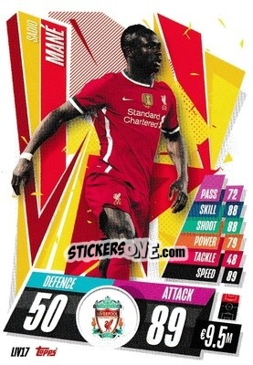 Sticker Sadio Mané - UEFA Champions League 2020-2021. Match Attax n. LIV17 - Panini