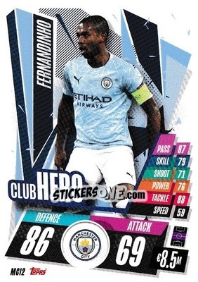 Sticker Fernandinho - UEFA Champions League 2020-2021. Match Attax n. MCI2 - Panini
