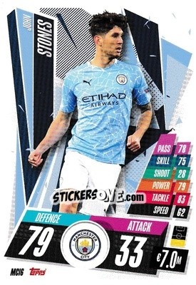 Sticker John Stones - UEFA Champions League 2020-2021. Match Attax n. MCI6 - Panini
