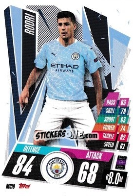 Sticker Rodri - UEFA Champions League 2020-2021. Match Attax n. MCI9 - Panini