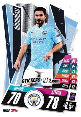 Sticker Ilkay Gündoğan - UEFA Champions League 2020-2021. Match Attax n. MCI10 - Panini