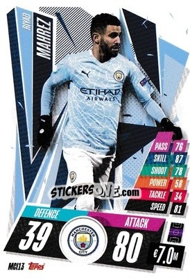 Sticker Riyad Mahrez - UEFA Champions League 2020-2021. Match Attax n. MCI13 - Panini