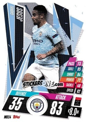Sticker Gabriel Jesus - UEFA Champions League 2020-2021. Match Attax n. MCI14 - Panini