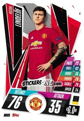 Sticker Victor Lindelöf - UEFA Champions League 2020-2021. Match Attax n. MNU5 - Panini
