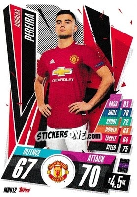 Sticker Andreas Pereira - UEFA Champions League 2020-2021. Match Attax n. MNU12 - Panini