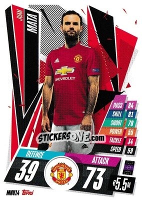Sticker Juan Mata - UEFA Champions League 2020-2021. Match Attax n. MNU14 - Panini