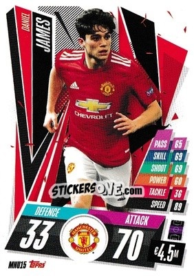 Sticker Daniel James - UEFA Champions League 2020-2021. Match Attax n. MNU15 - Panini