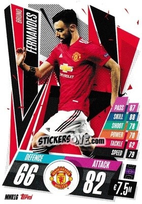 Sticker Bruno Fernandes - UEFA Champions League 2020-2021. Match Attax n. MNU16 - Panini