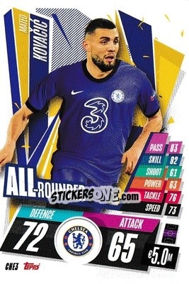 Sticker Mateo Kovacic - UEFA Champions League 2020-2021. Match Attax n. CHE3 - Panini