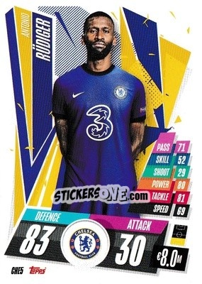 Sticker Antonio Rüdiger - UEFA Champions League 2020-2021. Match Attax n. CHE5 - Panini