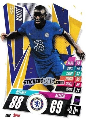 Sticker N'Golo Kanté - UEFA Champions League 2020-2021. Match Attax n. CHE8 - Panini