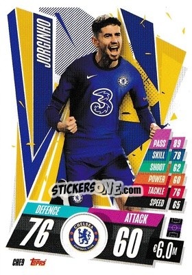 Sticker Jorginho - UEFA Champions League 2020-2021. Match Attax n. CHE9 - Panini