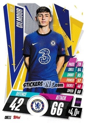 Sticker Billy Gilmour - UEFA Champions League 2020-2021. Match Attax n. CHE11 - Panini