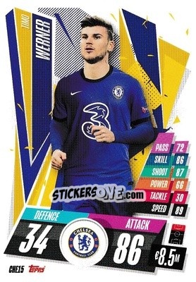 Sticker Timo Werner - UEFA Champions League 2020-2021. Match Attax n. CHE15 - Panini